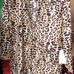 Cheetah print size medium long blouse shirt