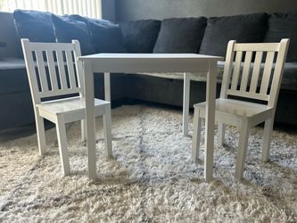 White Kids Table and 2 Chairs Set