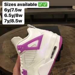 Jordan 4 Retro GS Hyper Violet Sizes 6y, 6.5y, 7y