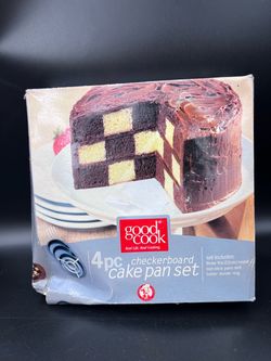 Good Cook 4pc Checkerboard Cake Pan Set 9" Nonstick Baking Pans #04614