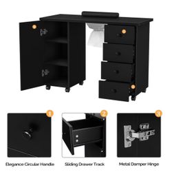 Mesa de uñas negra (nueva en su caja)