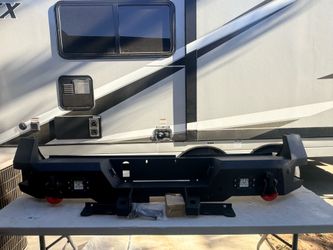 Rear Bumper Compatible with 2024 -2025 Toyota Tacoma 4th Gen with LED Lights, License Plate Lights & License Plate Holes, Sensor Holes, Trailer Plug H
