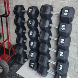 BLACK FRIDAY & SAVE.  Hex Dumbells SET  75s To 100s. Delivery For Extra ( 1050 POUNDS TOTAL)
$900 - NOT SOLD SEPARATELY 