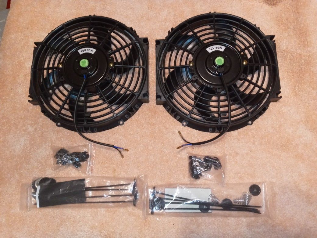 12" Electric Radiator Cooling Fan Assembly Kit, Universal Slim Engine Fan Mounting Kit 12V 80w