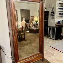 Exquisite Antique Armoire With Beveled Mirror Door