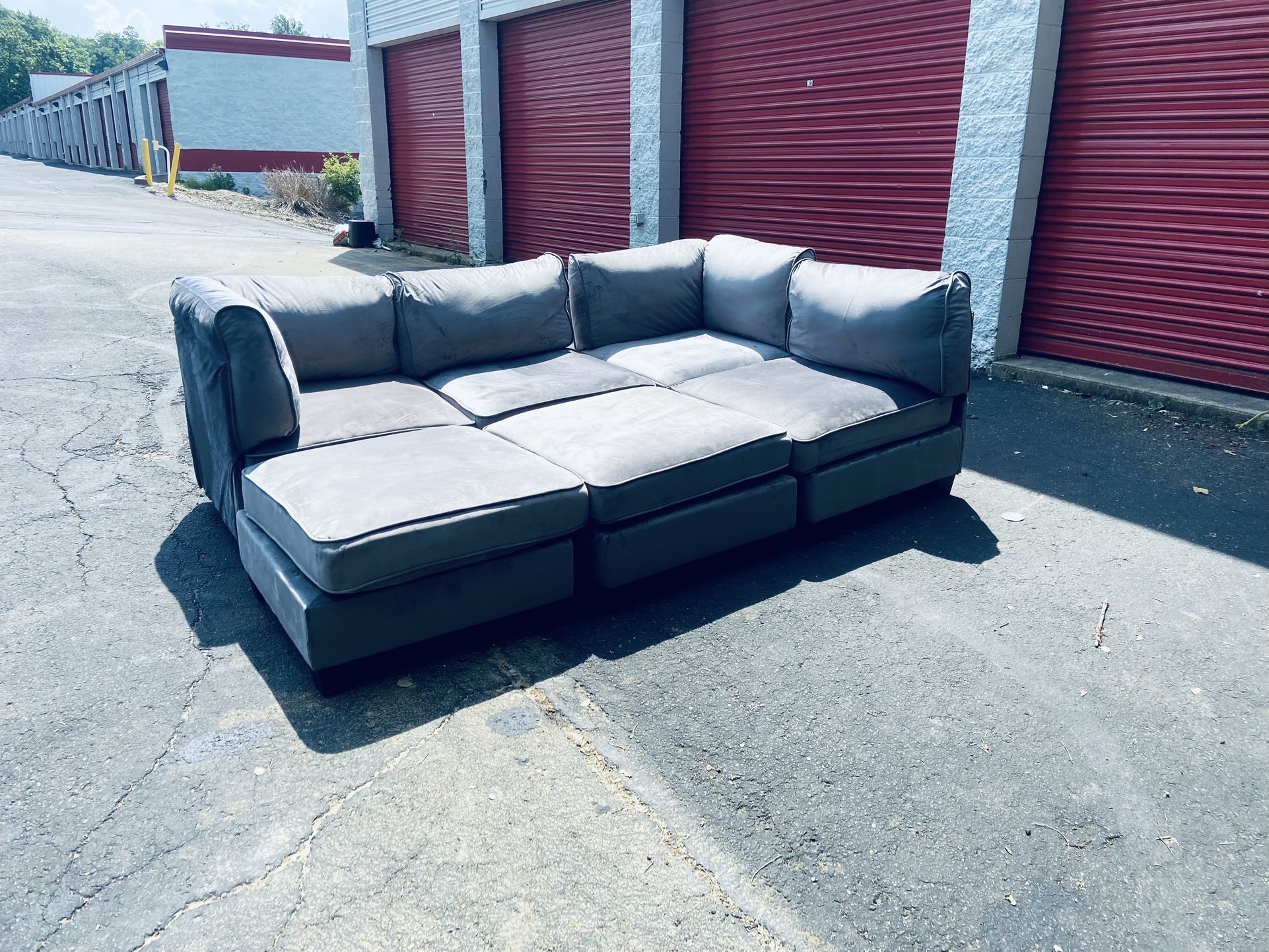 Nice Gray Velour Modular Sectional( Free Delivery)