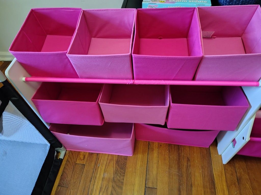 Pink Book Case And Toy Organizer