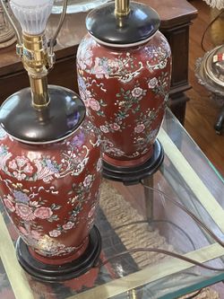 Pair Of 1970s Large And Tall Ceramic Lamps 