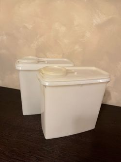 2 airtight Tupperware #469 vtg Sheer Cereal Containers with Pour Spout Lid 13 Cups dt apex