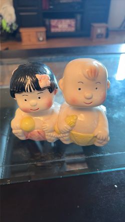 Kewpie style ceramic salt and pepper shaker