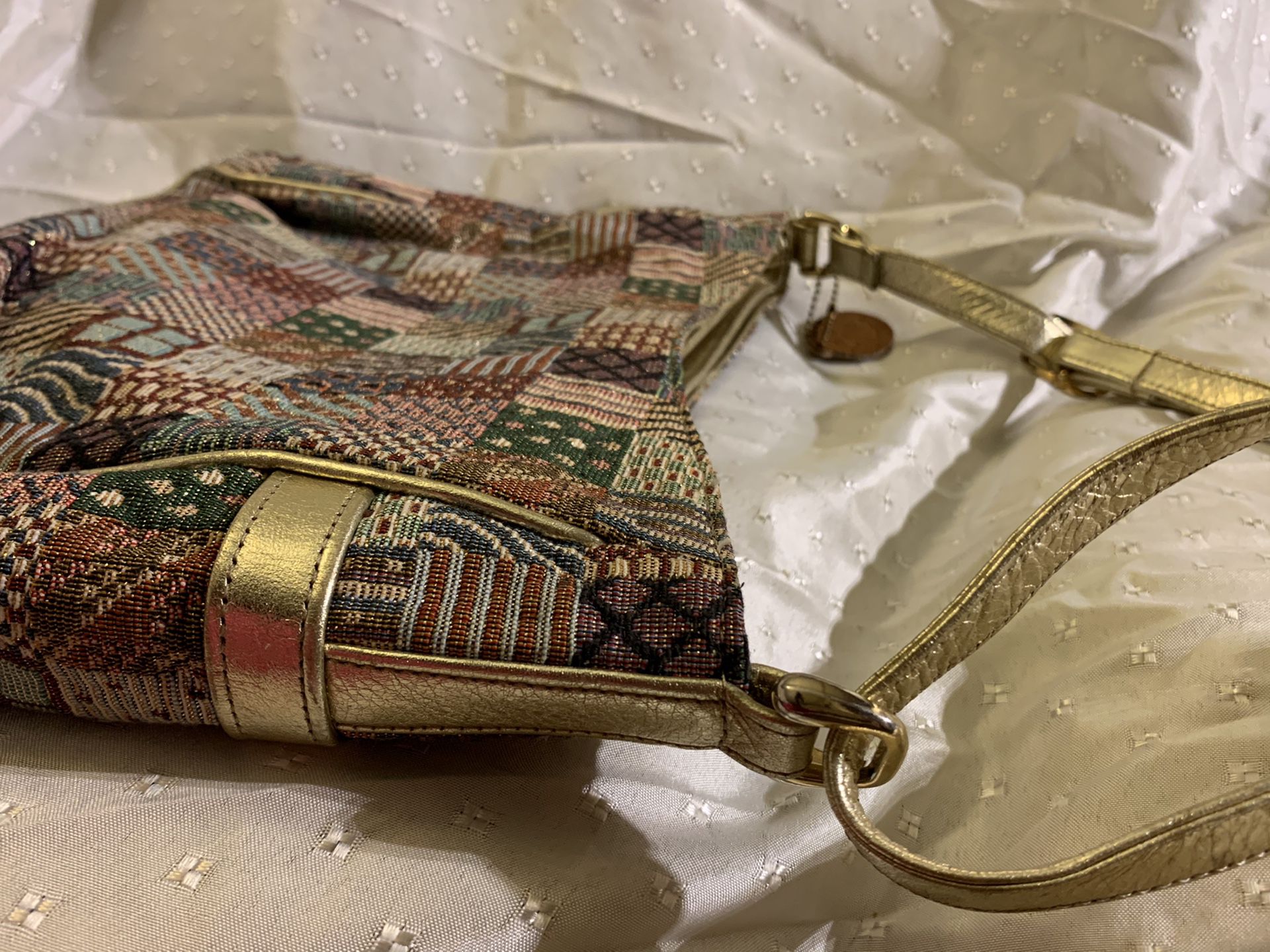 Vintage SAS Tapestry Quilt Style Leather Patchwork Shoulder Purse for ...
