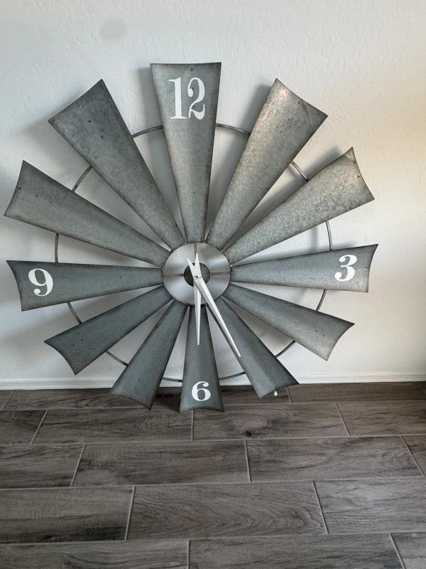 Metal Windmill Clock 48"