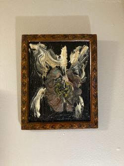 Hunt Slonem thick oil painting for sale, shows at ELLE DECOR MAGAZINE New Millennium edition.