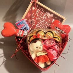 Teddy Bear Valentines Gift Basket