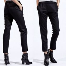 Nili Lotan Women’s Black Slouchy Elastic Waist Pul On Pants with Pockets, size XS