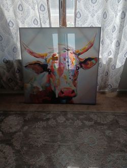 Canvas Cow Painting