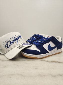 Nike SB Dunk Low Blue White Gum Sneakers with hat