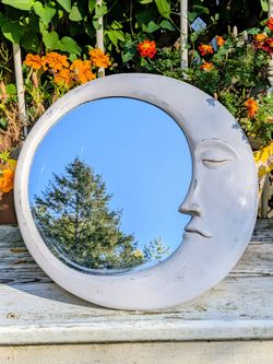 Vintage Crescent Man in Moon Wall Mirror  Celestial Half Moon Boho Bohemian