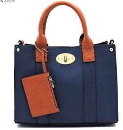 BOX SATCHEL 2 IN ONE BAG NAVY NWT
