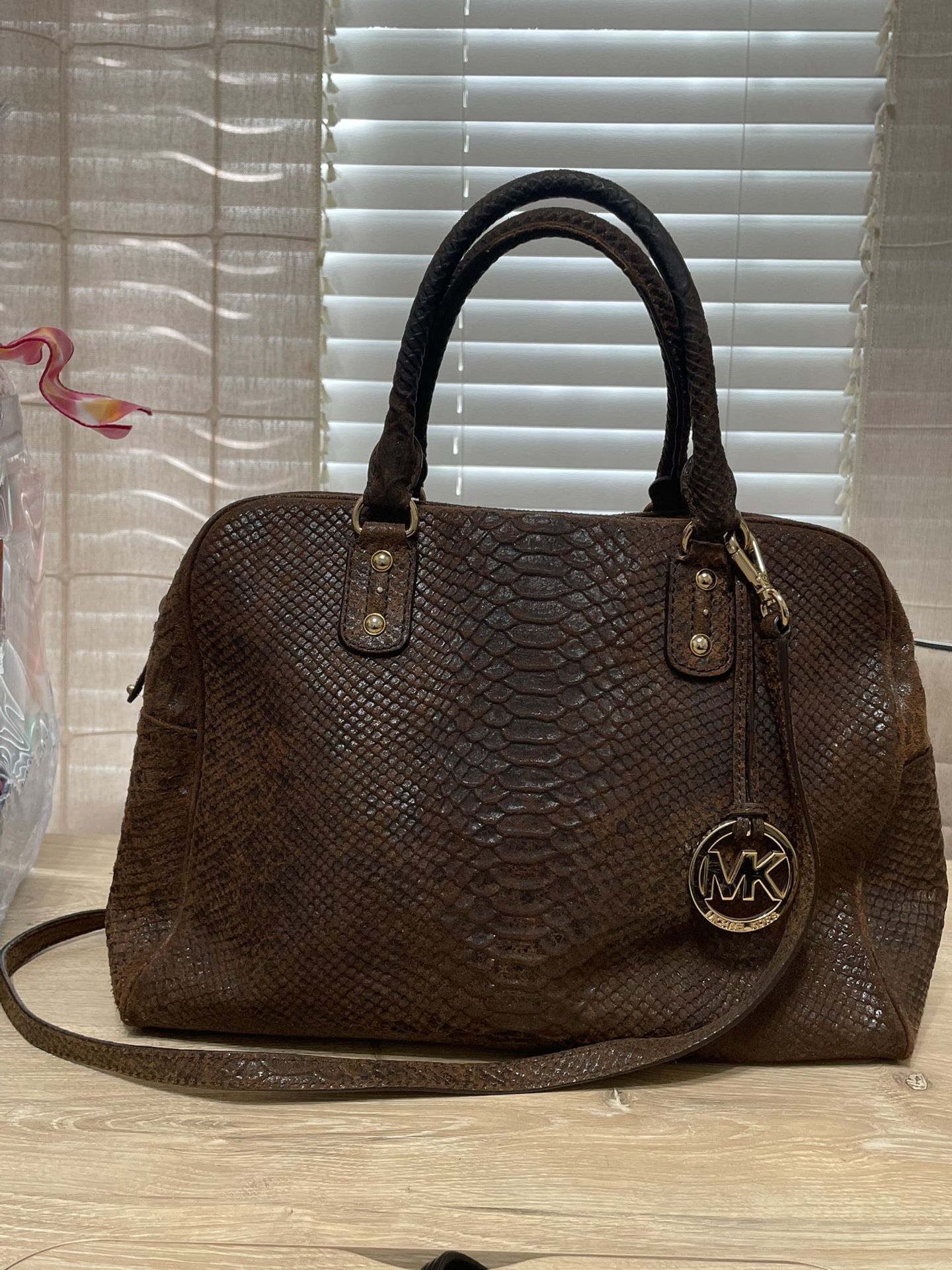 Authentic Michael Kors Chocolate Brown Python Purse