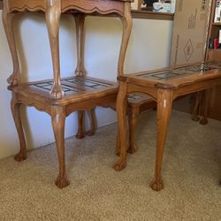 4 Piece Oak Sofa Table Set