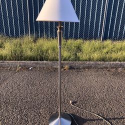 Brushed Stainless Steel Floor Lamp White Shade 