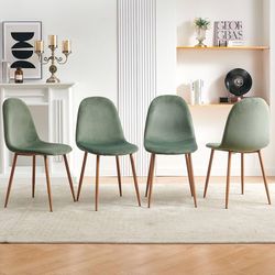 1514d Velvet Dining Chairs Set of 4 - Modern Seating with Metal Legs for Living, Bedroom,Dining Room - Green Chairs for Dining Room, Chair Set for 4