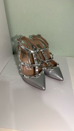 Valentino Rockstud Silver Heels Size 37 – Authentic, Used