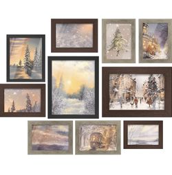 SONGMICS Picture Frames, Collage Picture Frames Set of 10, Two 8x10, Four 5x7, Four 4x6, Photo Frame for Wall Gallery Decor, Table Display, Glass, Mar