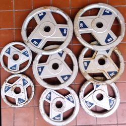 SET OF EASY GRIP OLYMPIC PLATES (PAIRS OF)  :  45s  35s  25s 10s 