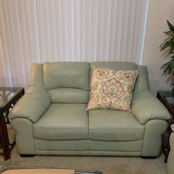 Leather love Seat (Sea Foam Green)