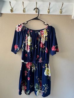 Navy Floral Off-Shoulder Mini Dress