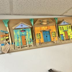 New Large Handcrafted Driftwood Tropical Village 