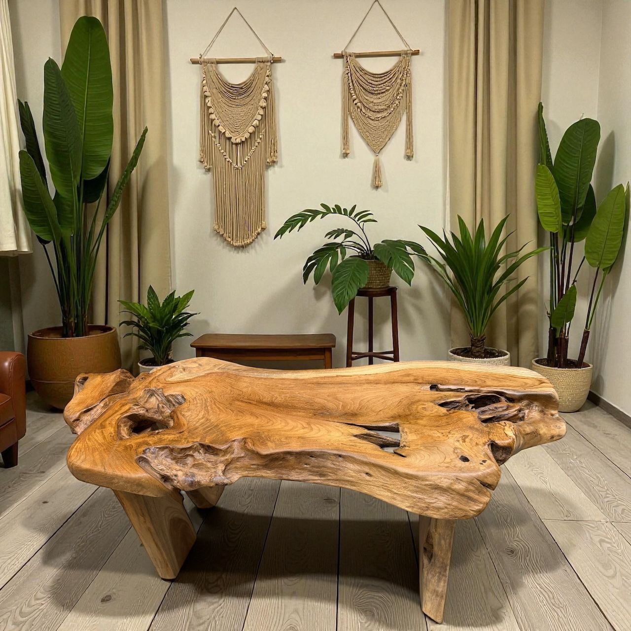 Teakroot Live Edge Bench Table