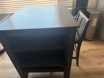 Black Wood Counter Height Dining Table with charger outlet