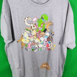 Nickelodeon - Men's T-Shirt - Size 2XL - 90's Nickelodeon Characters - Grey
