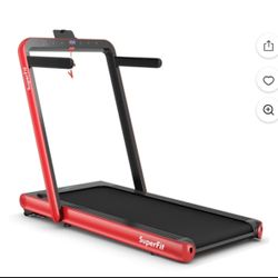 Costway 4.75HP 2 In 1 Folding Treadmill W/Remote APP Control Red