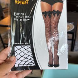 Fish Net Thigh High Bow