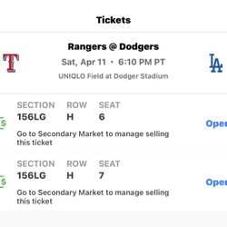 Dodgers VS Rangers 4/11/26