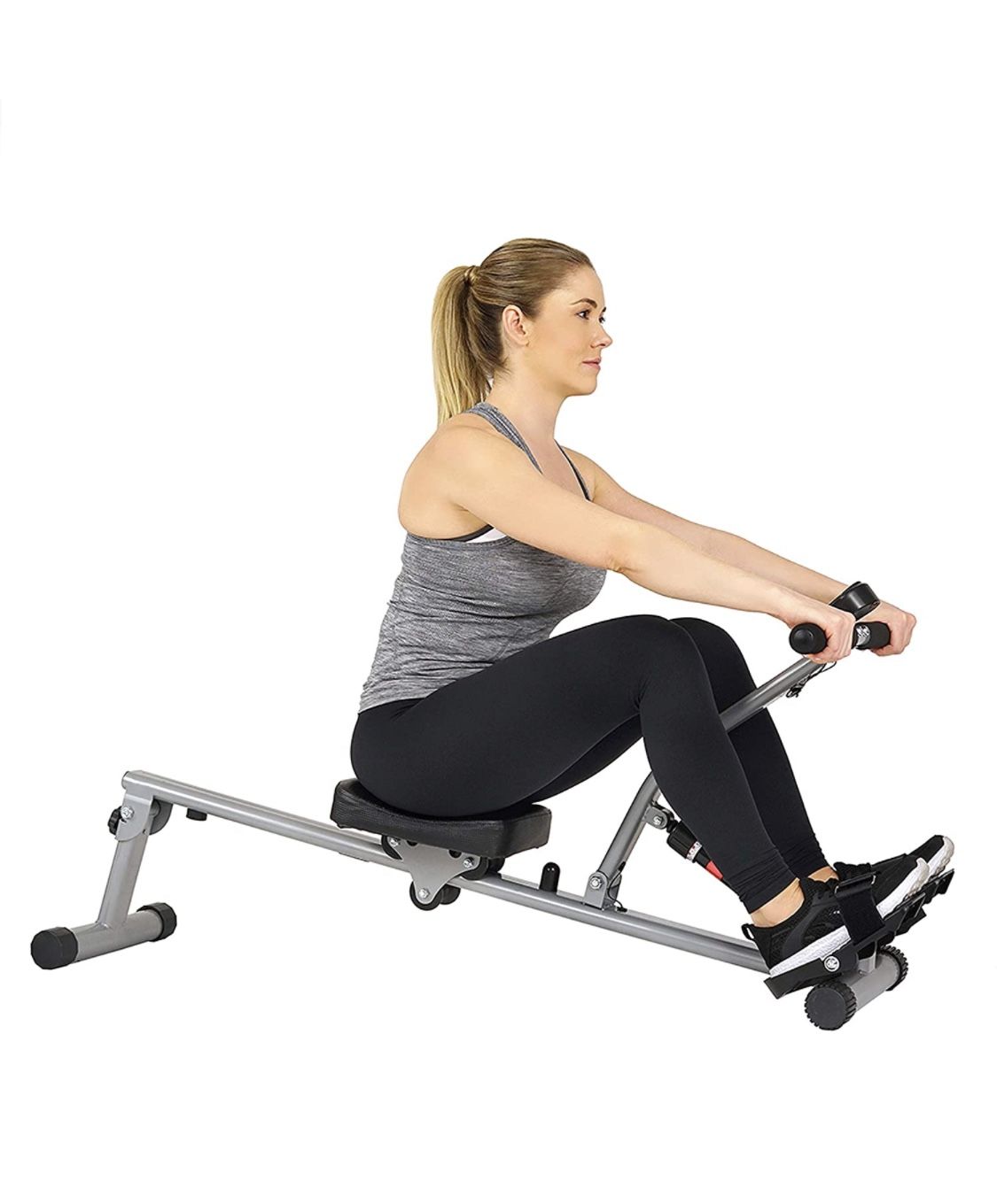 Like New Compact Foldable Rowing Machine Rower with 12 Level Adjustable Resistance and Digital Monitor