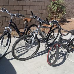 2 Adults Bikes 1 Kid Bike