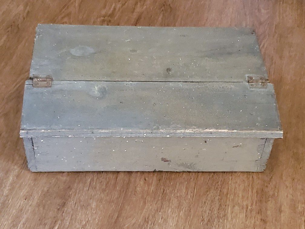 Antique Wood Mail Box - Tool Box - Drop Box