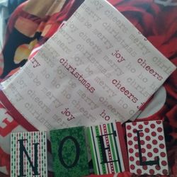 Cute Wooden Block Noel Sign And Table Runner, 72x14