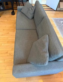 modern gray upholstered 3-seat sofa