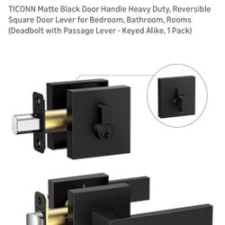 Ticonn New Matt Black Door Handle/Deadbolt Set