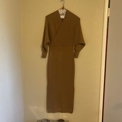 Brown Off The Shoulder Dress