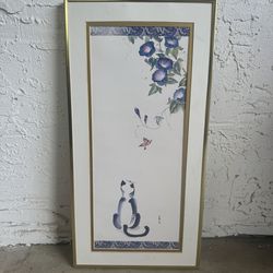 MP Klare Cat Watching Butterfly Watercolor Japanese Print