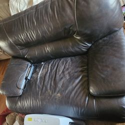 Dark Brown Leather Power Recliner Loveseat
