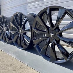 20" Factory OEM Tesla Model 3 Performance Stilleto Sport Wheels Rims Gloss Black