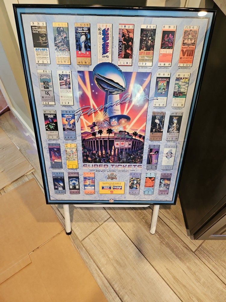 Super Bowl Tickets Poster 1967 To 1992